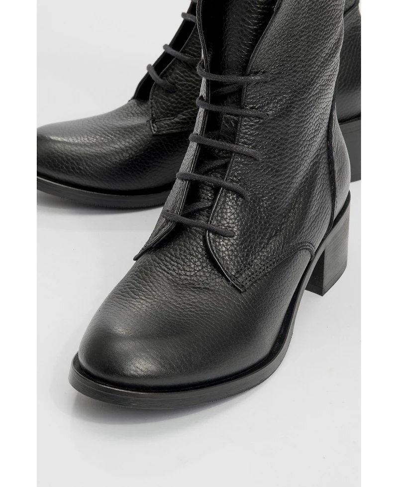 Forever & Always Shoes Lana Leather Block Heel Boot (Women)