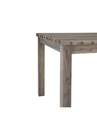 Morden Fort Rustic Counter Height Dining Table Set for 4, Farmhouse 5-Piece Linen Upholstered Stools Dinette Set with Nailhead Accents