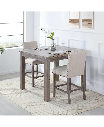 Morden Fort 3-Piece Farmhouse Rustic Counter Height Dining Table Set, Wooden Dinette Set For 2
