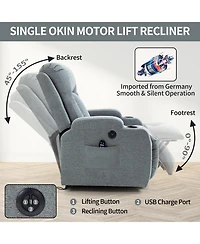Clihome Infinite Position Single Motor Up to 350 Lbs Power Lift Recliner Chair for Elderly Heavy Duty Motion Mechanism with 8 Point Vibration Massage