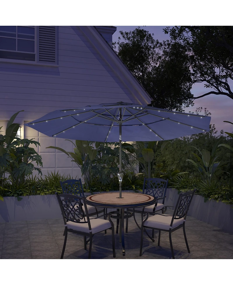Clihome 3-Tier Patio Umbrella with Led Lights 10ft Outdoor Table Large Pool For Deck, Pool, Garden,