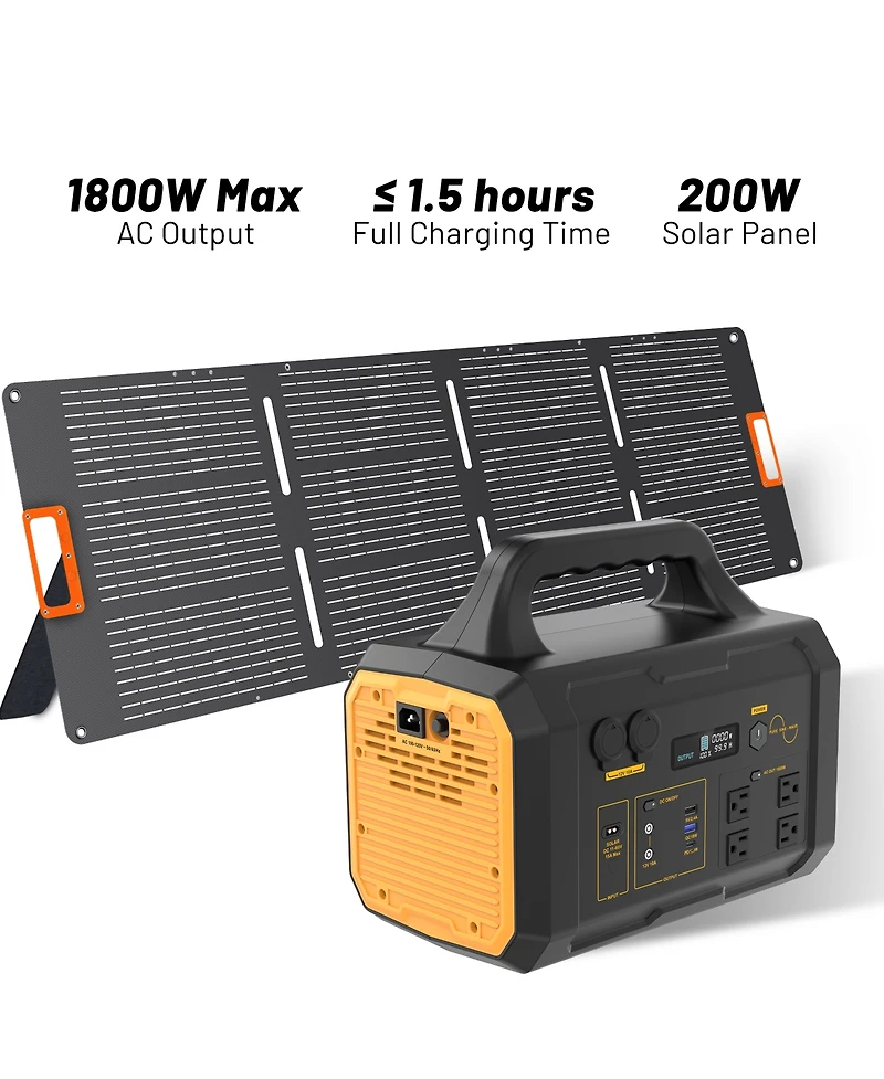 Mondawe 1800W Solar Generator – Fast-Charging Lfp Power Station with 200W Foldable Solar Panel
