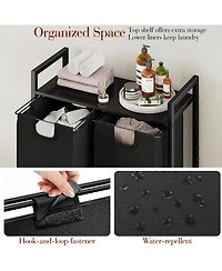 Kitstorack Laundry Basket Organizer, Laundry Hamper with Shelf & 2 Pull-Out Removable Bags, Dirty Clothes Hamper Organizer for Laundry Room Bathroom a