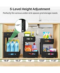 Kitstorack Under Sink Organizer, 2 Tier Pull out Cabinet Organizer Baskets with Mesh Sliding Drawers, Slide out Storage Shelf for Home, Kitchen, Bathr