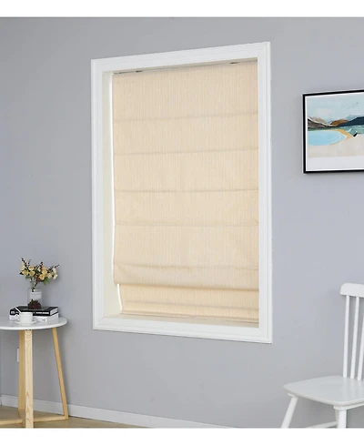 Shadisfy Polyester Pueblo Roman Blind 27x64" Pearl White