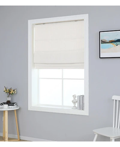 Shadisfy Polyester Pueblo Roman Blind 27x64" Pearl White