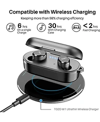 Tozo T10S Bluetooth Wireless Earbuds, Waterproof, Touch Controls with Charging Case