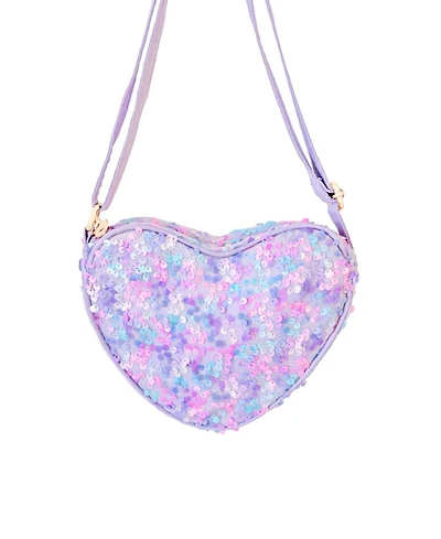 Bits & Bows Girls Mermaid Sparkle Heart Purse in Purple