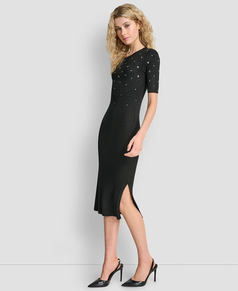 Dkny Women's Studded Sweater Pull On Dress