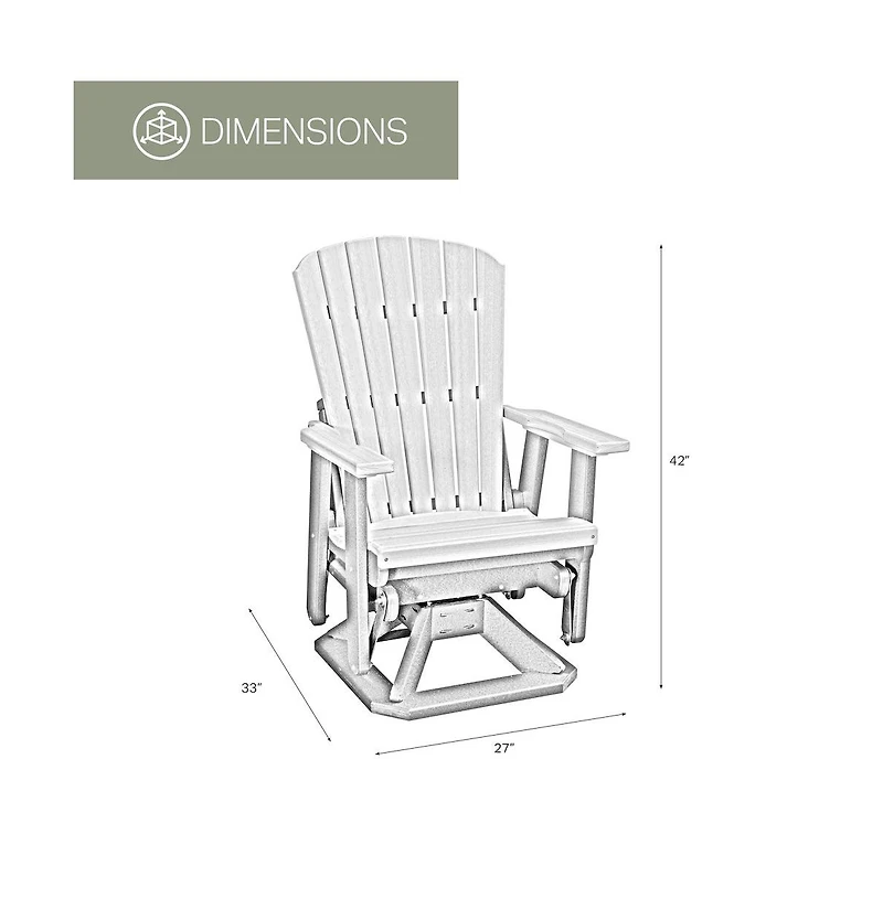 American Furniture Classics Fan Back Swivel Glider in Brazilian Walnut on a Black Base