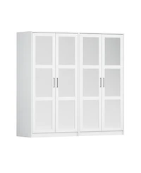 Palace Imports 100% Solid Wood Urban 4-Door Wardrobe with Mirrored Doors