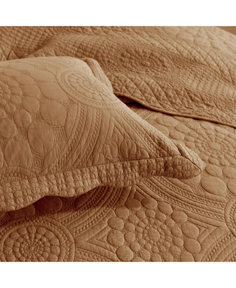 MarCielo 3 Pcs 100% Cotton Oversized Bedspread Quilt Set Embroidery Tf-Queen