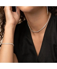 Sterling Silver 18k Gold Plated Cherie Tennis Necklace & Bracelet Set