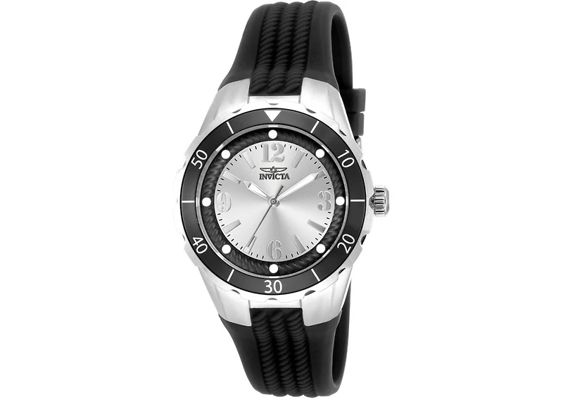 Invicta Women's 17482 Angel Quartz 3 Hand Black, Silver Dial Watch