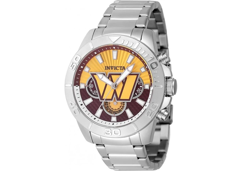 Invicta Men's 47947 Nfl Washington Commanders Quartz Multifunction Dark Red, Yellow Dial Watch