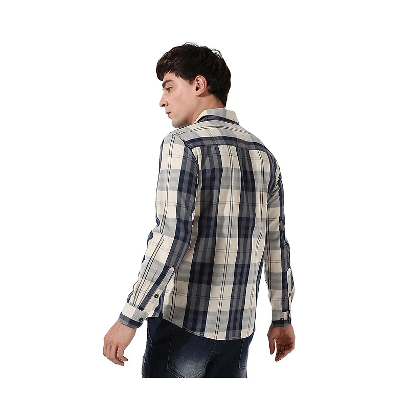Campus Sutra Men's Plaid Button Up Shirt