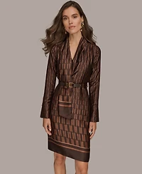 Donna Karan New York Women's Satin Geo Belted Dress