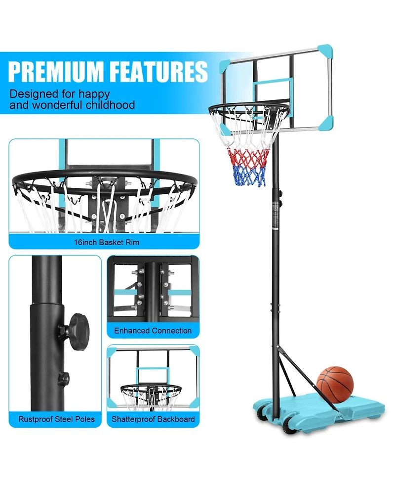Streamdale Furniture Aokung Adjustable Portable Basketball Hoop