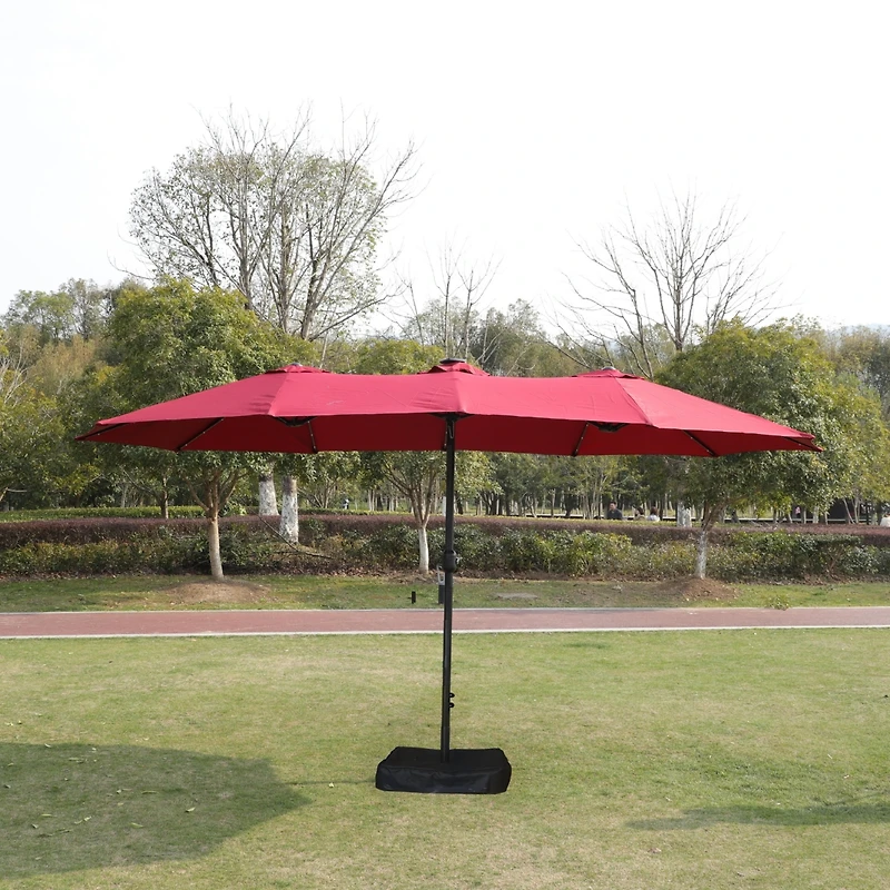 Streamdale Furniture 15' x 9' Double-Sided Crank Patio Umbrella with Vent and Uv Protection