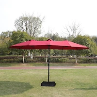 Streamdale Furniture 15' x 9' Double-Sided Crank Patio Umbrella with Vent and Uv Protection