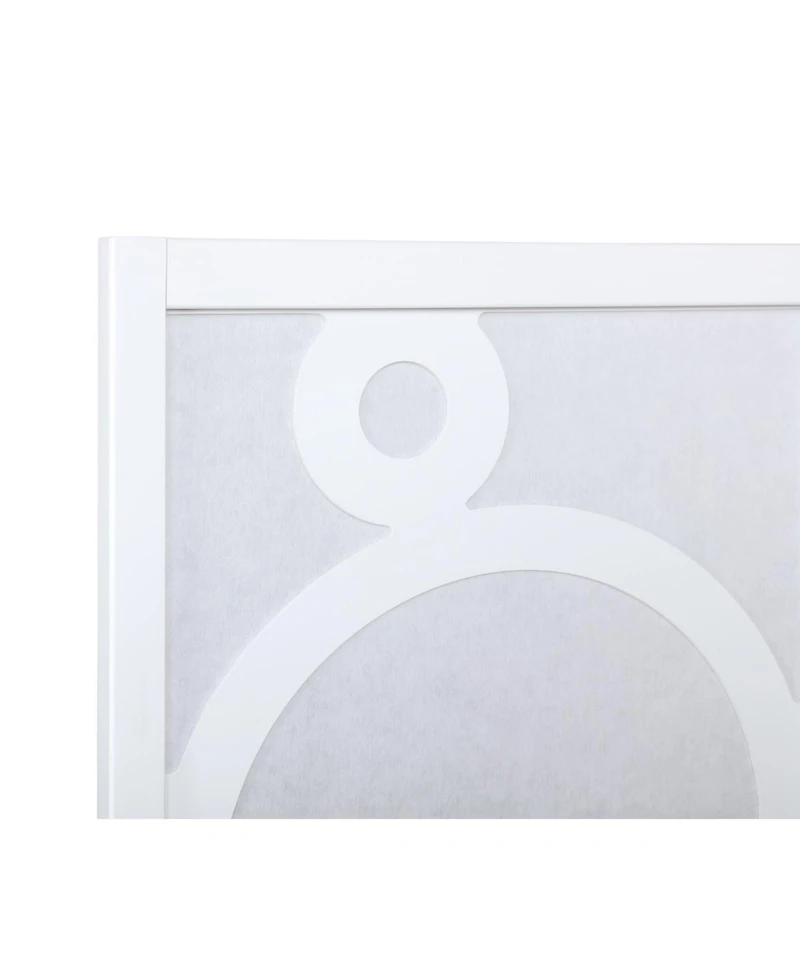4-Panel Wood Room Divider with Circle Pattern, White