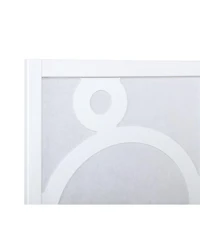 4-Panel Wood Room Divider with Circle Pattern, White