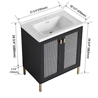 Streamdale Rustic Freestanding Vanity with Modern Acrylic Doors and Ceramic Basin