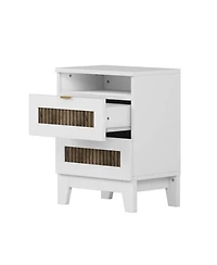 Streamdale Furniture Farmhouse 2-Drawer Nightstand with Wooden Accents