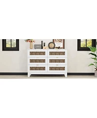 Streamdale Furniture Rustic Dresser with 6 Drawers and Metal Handles