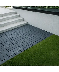 Streamdale Furniture Interlocking Deck Tiles, 44 Pack, 12" Dark Grey, Waterproof Outdoor Patio