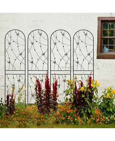Streamdale Furniture 4 Pack Metal Garden Trellis, 86.7", Black