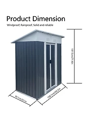 Streamdale Furniture5FTx3FT Grey Garden Shed - Aluminum Frame, Sliding Door