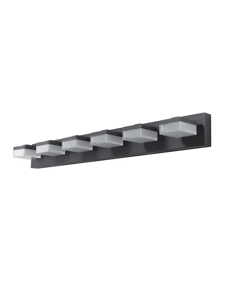 Streamdale Furniture Modern 6-Light Black Led Vanity Mirror Light Fixture For Bathrooms And Makeup Tables