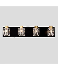 Streamdale Furniture 4-Light Black and Gold Vanity Light Fixture with Crystal Shade