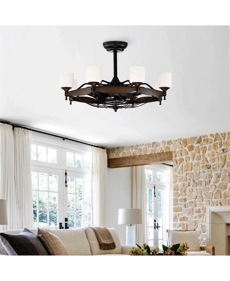 Streamdale 33-Inch Black Ceiling Fan with Remote Control, 6 Speeds, Abs Blades, for Indoor Use