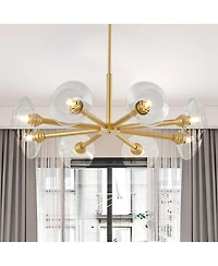 Streamdale Mid-Century Sputnik Chandelier 8-Light Gold Fixture with Clear Shades