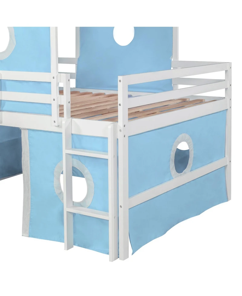 Streamdale Furniture Full Size Loft Bed with Slide Tent and Tower