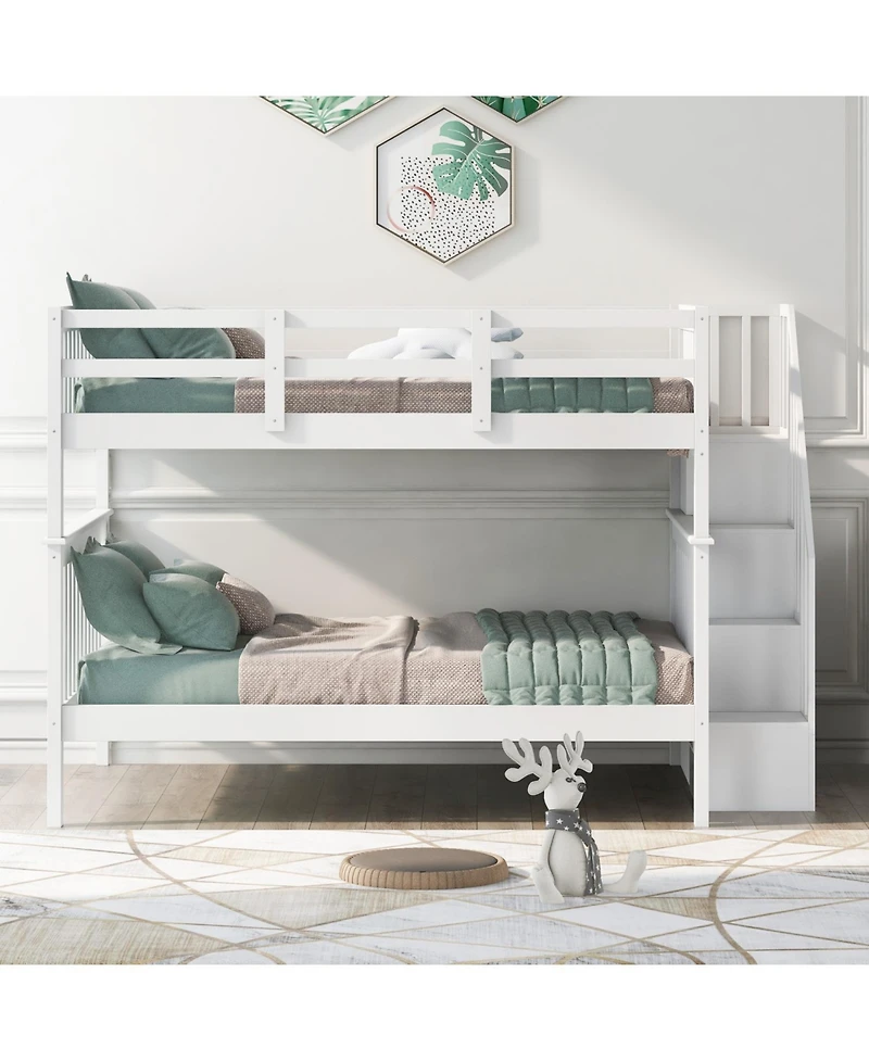 Streamdale Furniture Stairway Full-Over-Full Bunk Bed w/ Storage