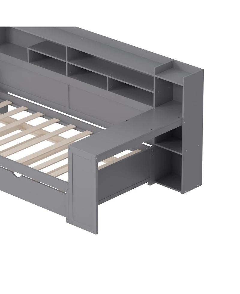 Streamdale Furniture Twin Daybed with Trundle Desk & Shelves