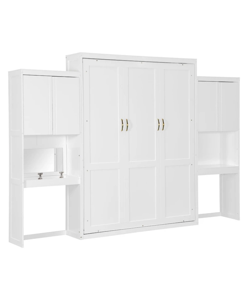 Streamdale Furniture Queen Size Murphy Bed with Desk Vanity and Cabinets