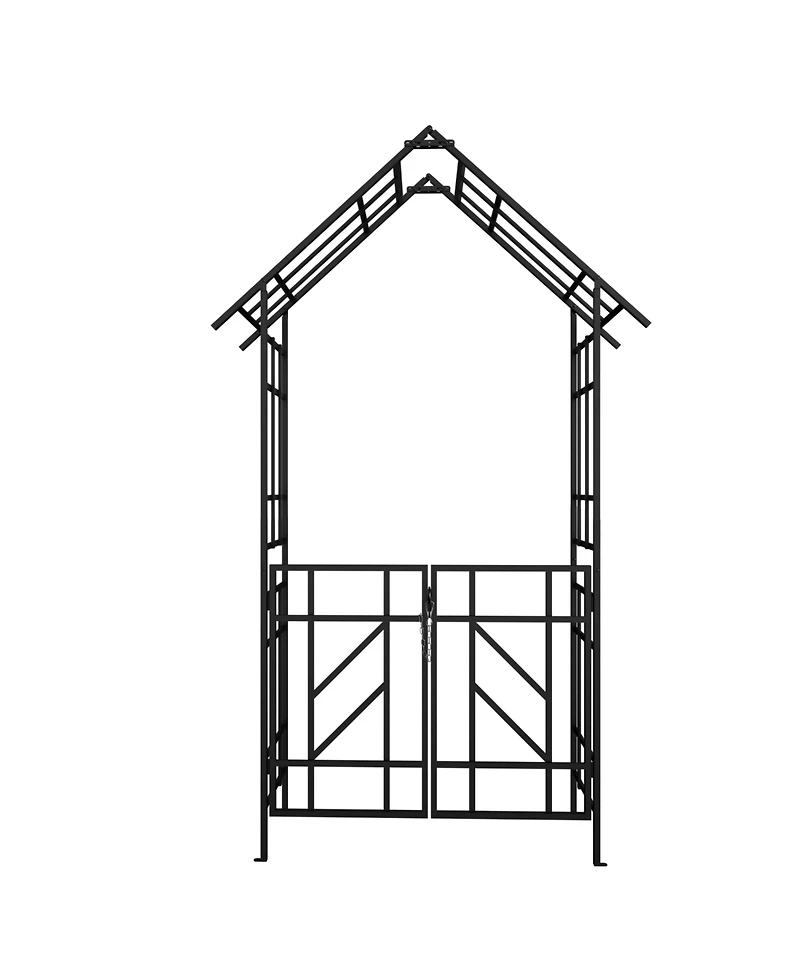 Streamdale Furniture Metal Garden Arch with Gate Black