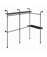 Streamdale Furniture Industrial Pipe Clothing Rack w/ Led & Shelves