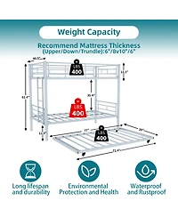 Streamdale Furniture Heavy-Duty Metal Twin Bunk Bed - Silver
