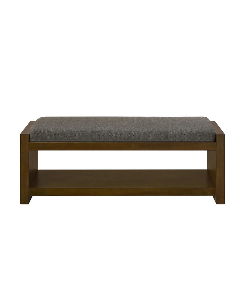 Streamdale Furniture 47" Accent Bench with Shoe Rack Padded Seat Removable Cushion - Granite