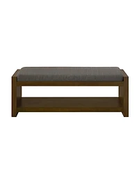 Streamdale Furniture 47" Accent Bench with Shoe Rack Padded Seat Removable Cushion - Granite