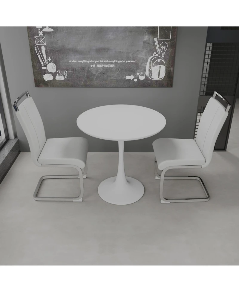Streamdale Furniture 31.5" White Tulip Table & 2 Pu Chairs
