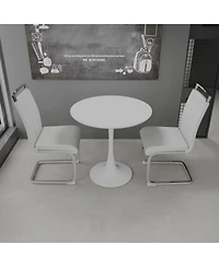 Streamdale Furniture 31.5" White Tulip Table & 2 Pu Chairs