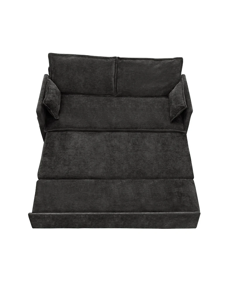 Streamdale Furniture 59.5" Chenille Sleeper Sofa Bed w/ Storage & Usb Ports