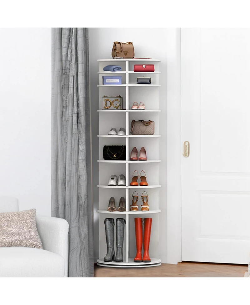 Streamdale Furniture Rotating Shoe Rack Tower (White)