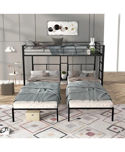 Streamdale Furniture Triple Bunk Bed - Sturdy Metal Frame Wooden Slats